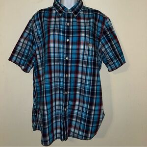 Chaps Easy Care Plaid Short Sleeve Button-Down Shirt